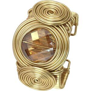 Chunky African Bracelets Women Gold Wire Rhinestone Bangle Tribal Jewelry
